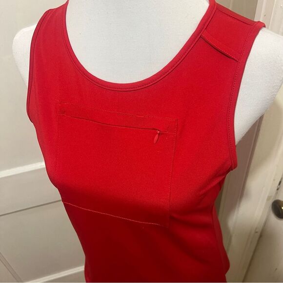 Vibrant Red Tank Top with Pocket and Crew Neck Women's Large - Picture 6 of 8